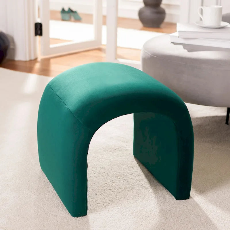 Curved Waterfall Velvet Ottoman With Plush Upholstery