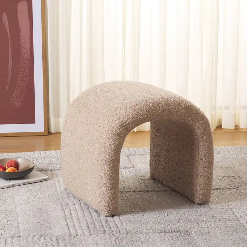 Curved Waterfall Velvet Ottoman With Plush Upholstery