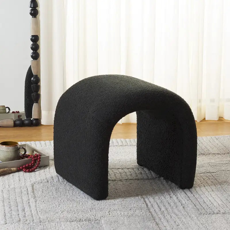 Curved Waterfall Velvet Ottoman With Plush Upholstery