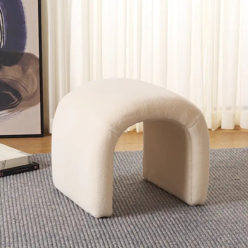 Curved Waterfall Velvet Ottoman With Plush Upholstery