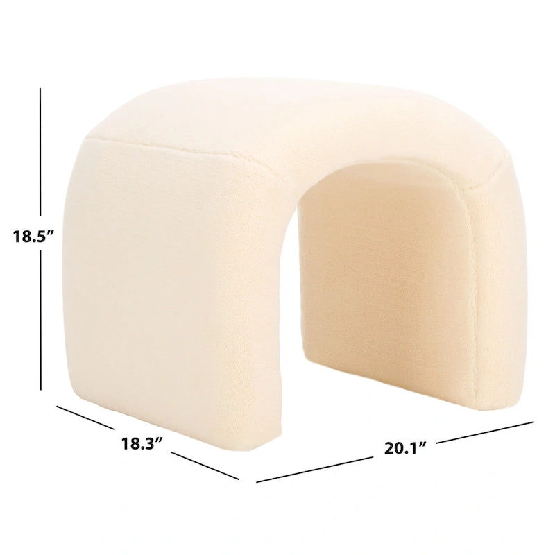 Curved Waterfall Velvet Ottoman With Plush Upholstery