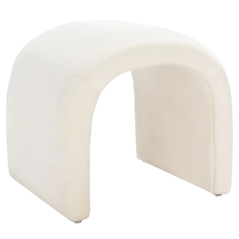 Curved Waterfall Velvet Ottoman With Plush Upholstery