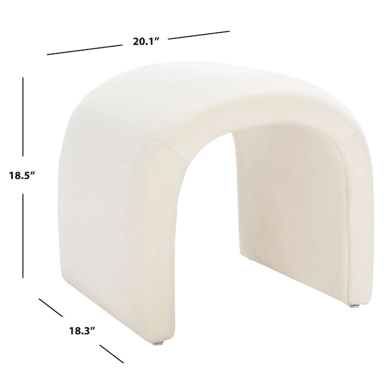 Curved Waterfall Velvet Ottoman With Plush Upholstery