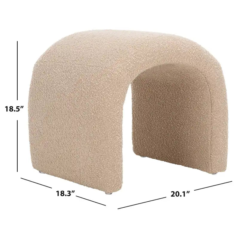 Curved Waterfall Velvet Ottoman With Plush Upholstery