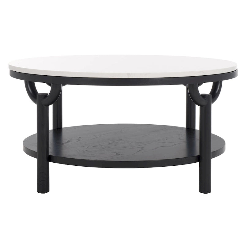 2-Tier Marble Top Round Coffee Table - 35 In. W x 35 In. D x 17 In. H