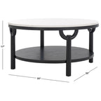 2-Tier Marble Top Round Coffee Table - 35 In. W x 35 In. D x 17 In. H