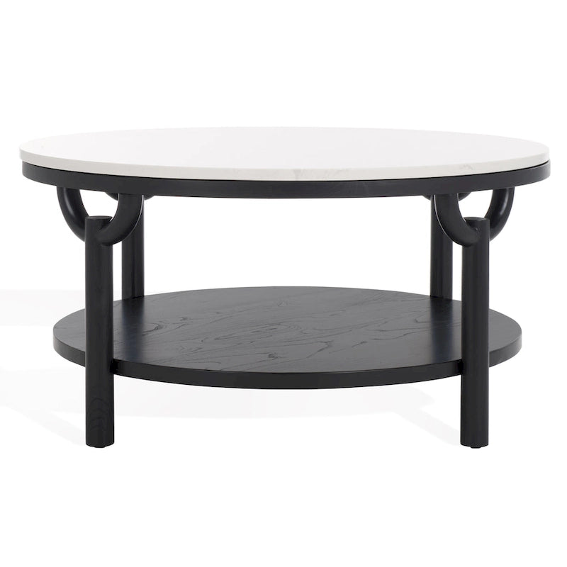 2-Tier Marble Top Round Coffee Table - 35 In. W x 35 In. D x 17 In. H