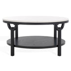 2-Tier Marble Top Round Coffee Table - 35 In. W x 35 In. D x 17 In. H