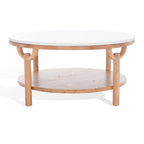 2-Tier Marble Top Round Coffee Table - 35 In. W x 35 In. D x 17 In. H