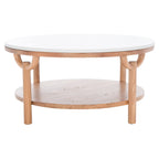 2-Tier Marble Top Round Coffee Table - 35 In. W x 35 In. D x 17 In. H