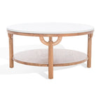 2-Tier Marble Top Round Coffee Table - 35 In. W x 35 In. D x 17 In. H