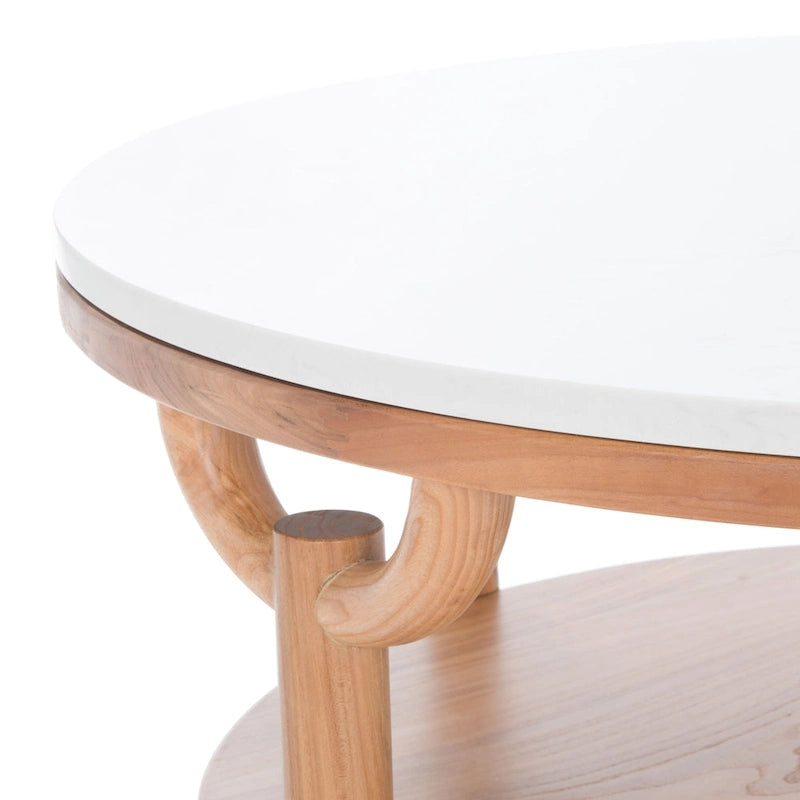 2-Tier Marble Top Round Coffee Table - 35 In. W x 35 In. D x 17 In. H