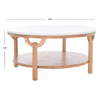 2-Tier Marble Top Round Coffee Table - 35 In. W x 35 In. D x 17 In. H