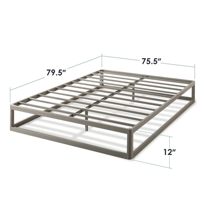 12-inch Heavy Duty Metal Platform Bed Frame Grey