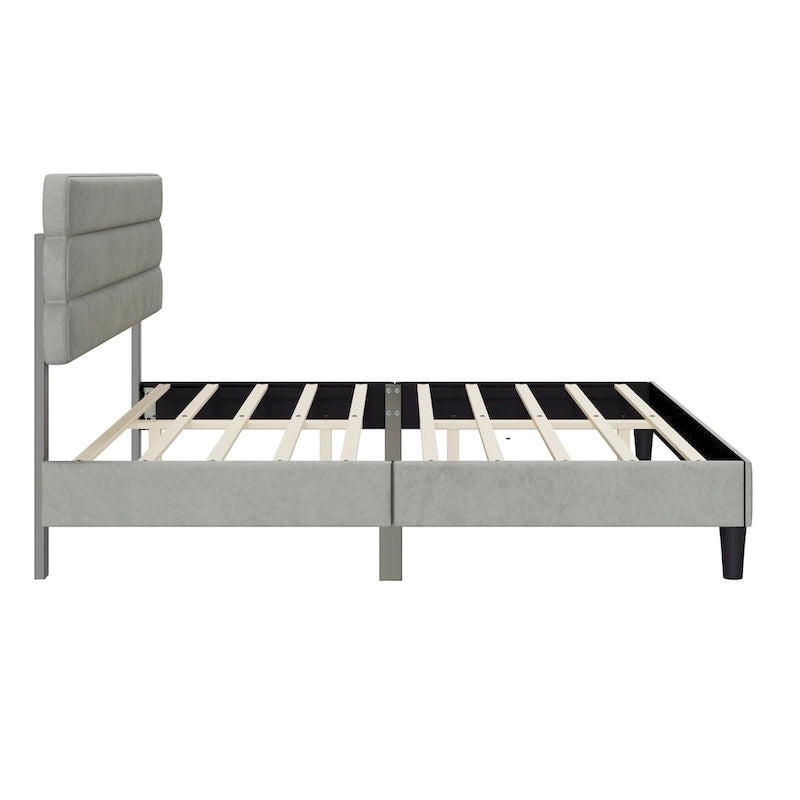 King Size Bed Frame with Headboard, Sturdy Platform Bed with Wooden Slats Support and No Box Spring