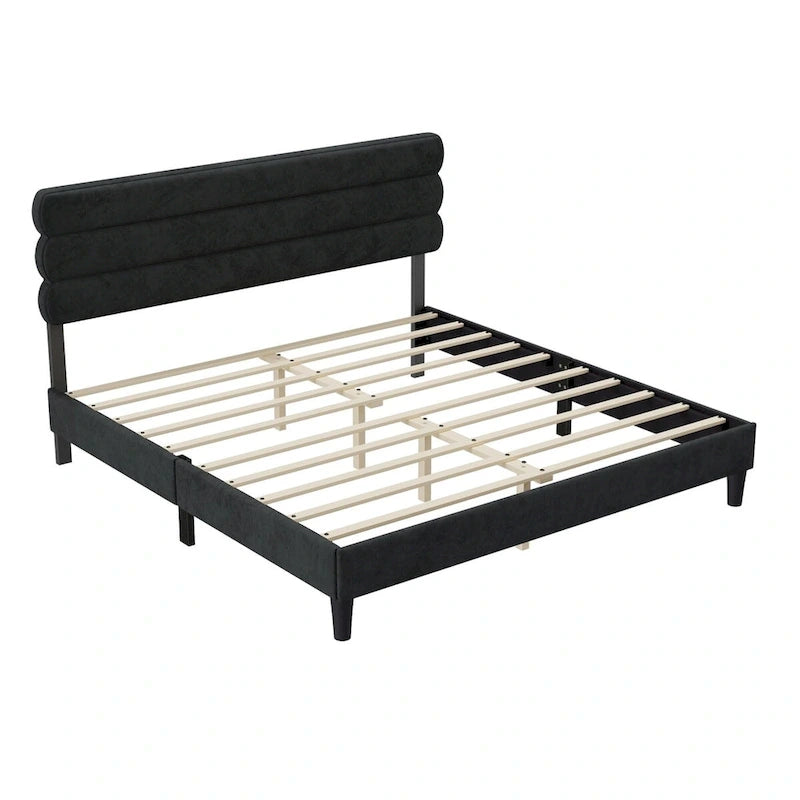 King Size Bed Frame with Headboard, Sturdy Platform Bed with Wooden Slats Support and No Box Spring