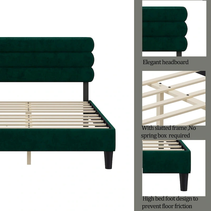 King Size Bed Frame with Headboard, Sturdy Platform Bed with Wooden Slats Support and No Box Spring