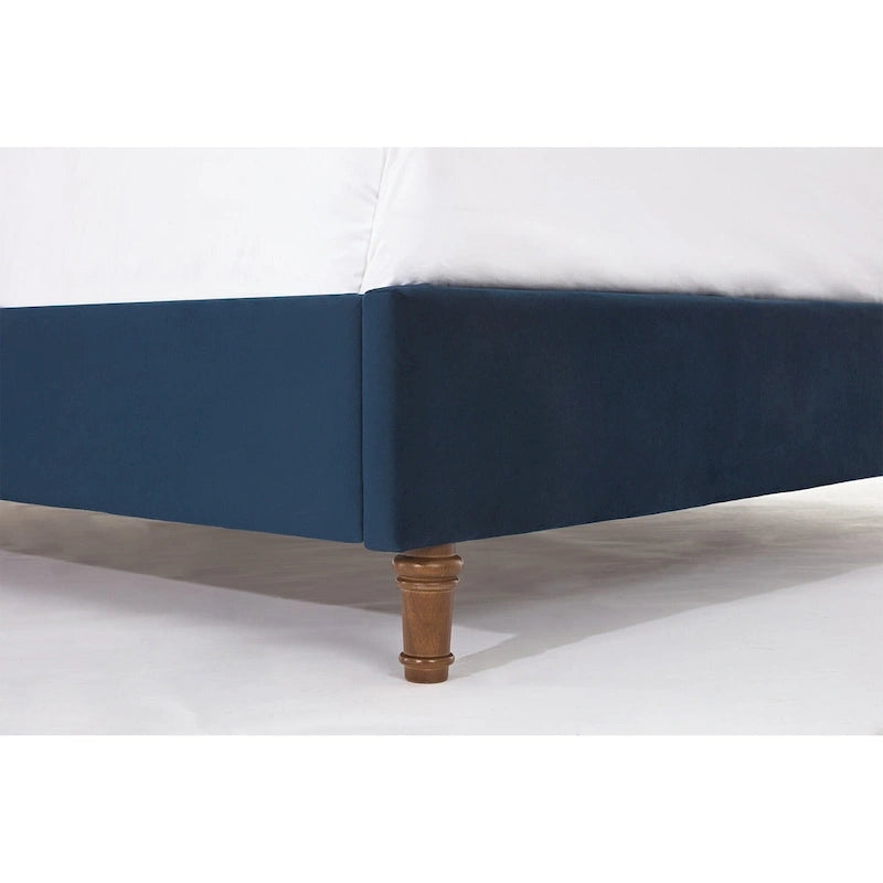 54 High King Velvet Upholstered Bed With Tufted Wingback Headboard