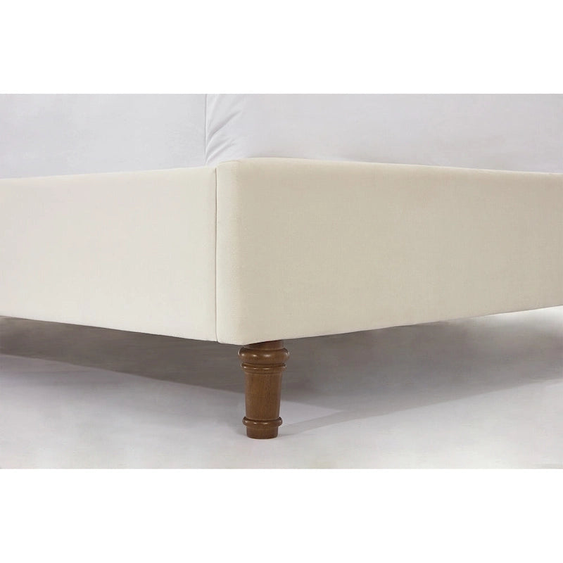 54 High King Velvet Upholstered Bed With Tufted Wingback Headboard