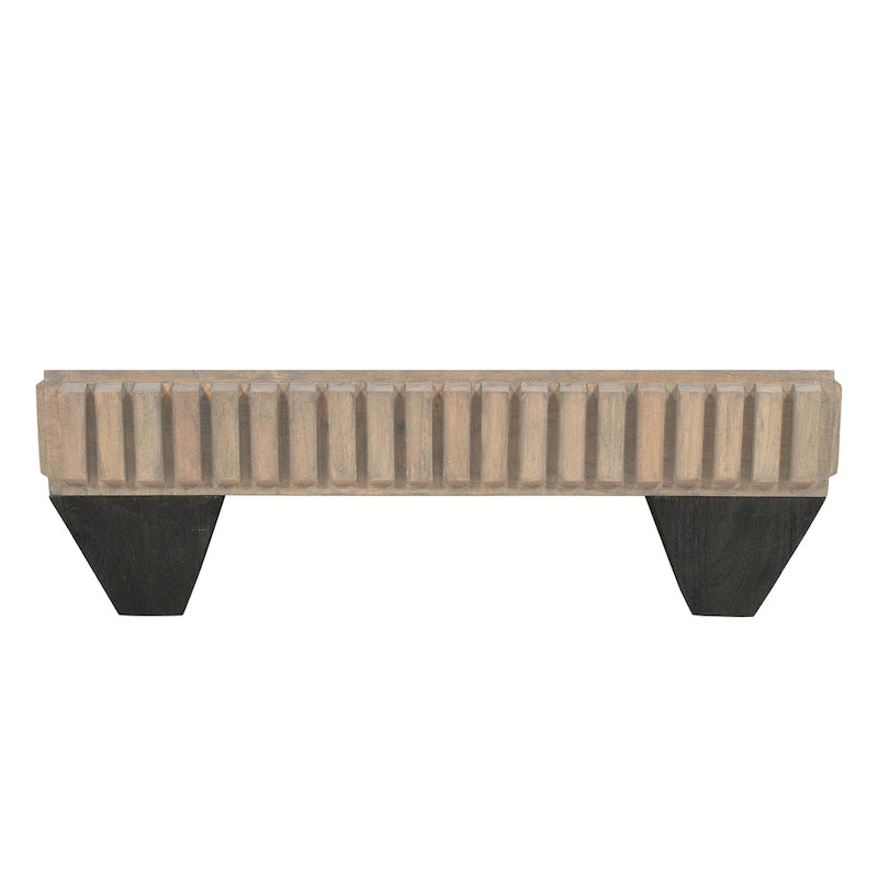 Tokyo Inspired 36 Inch Square Mango Wood Coffee Table - Handcrafted with Elegant Sandblasted Gray Finish And Tapered Legs