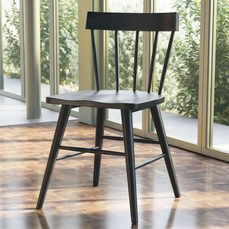 Poly & Bark Hava Dining Chair - Solid Oak Wood with Spindle-Back