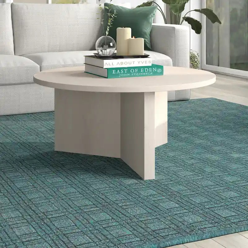 36 Wide Round Coffee Table With Cross Shaped Base
