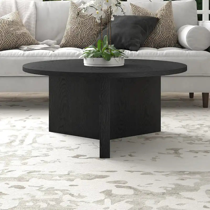 36 Wide Round Coffee Table With Cross Shaped Base