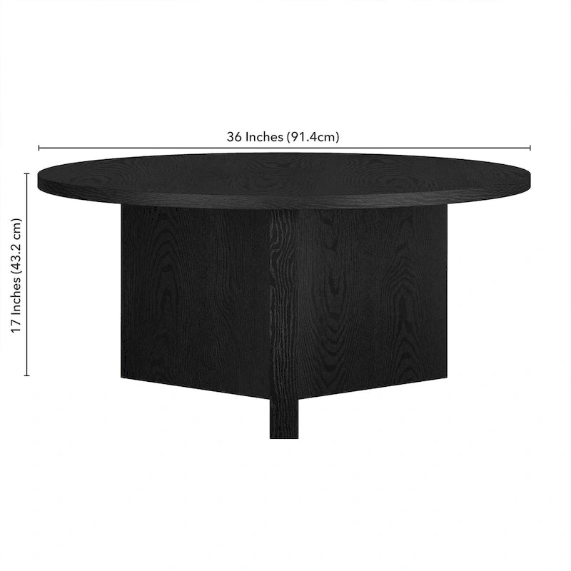 36 Wide Round Coffee Table With Cross Shaped Base
