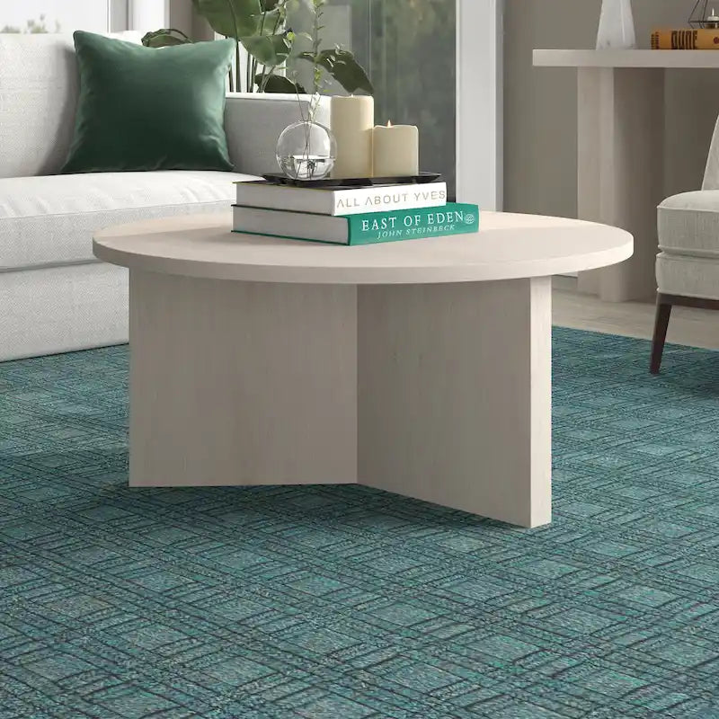 36 Wide Round Coffee Table With Cross Shaped Base