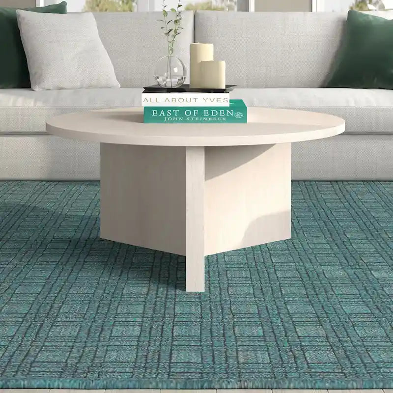 36 Wide Round Coffee Table With Cross Shaped Base