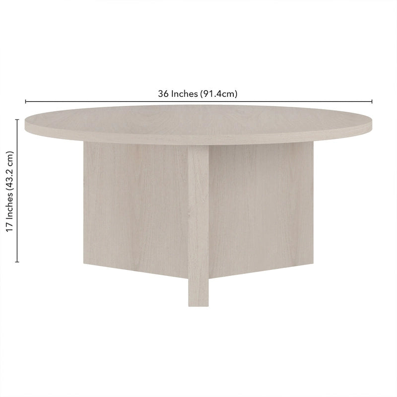 36 Wide Round Coffee Table With Cross Shaped Base