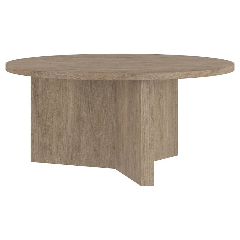 36 Wide Round Coffee Table With Cross Shaped Base