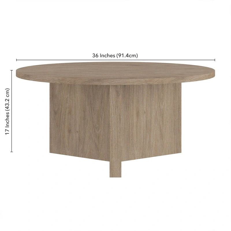 36 Wide Round Coffee Table With Cross Shaped Base