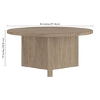 36 Wide Round Coffee Table With Cross Shaped Base