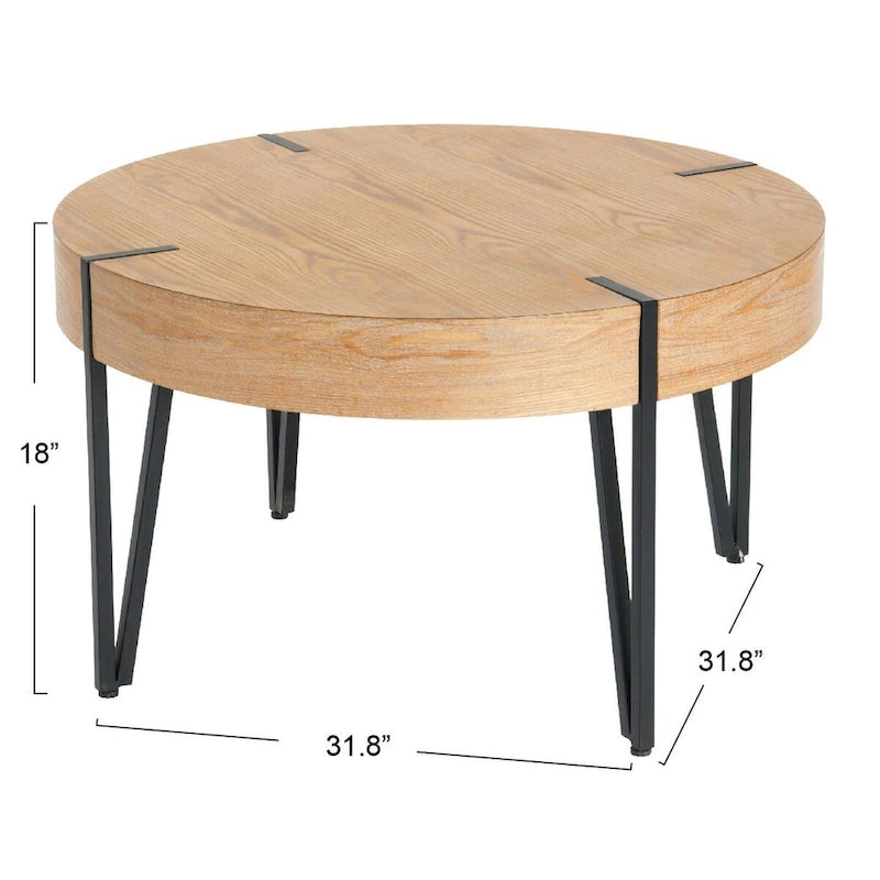 Round Reclaimed Wood Coffee Table - 31.5x31.5x18