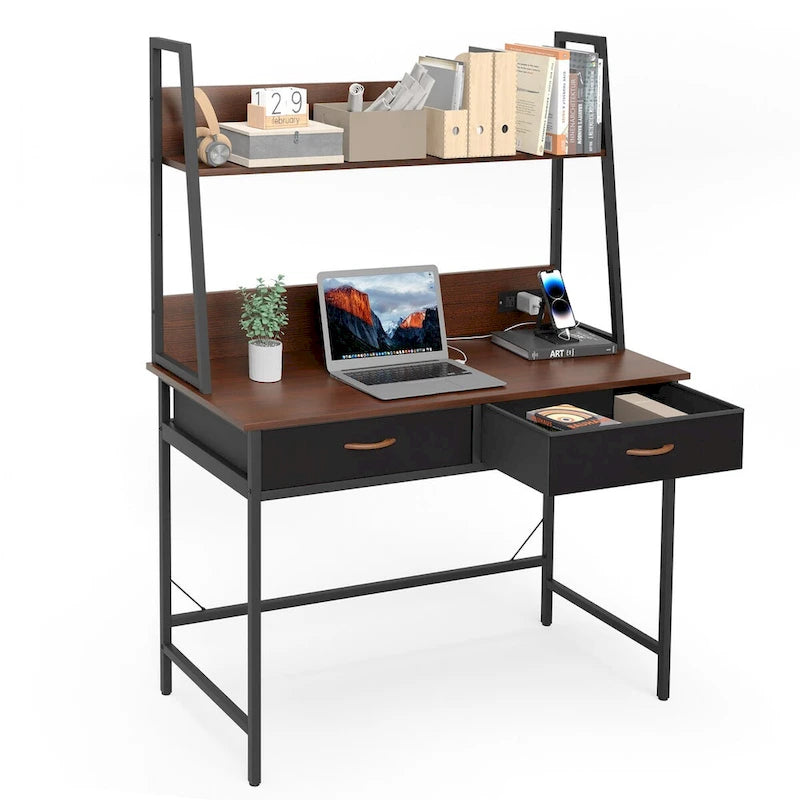 Computer Desk Home Office Desk with Power Outlet Study Writing Table