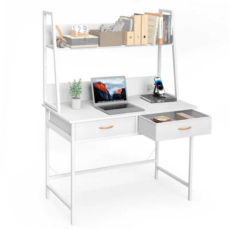 Computer Desk Home Office Desk with Power Outlet Study Writing Table