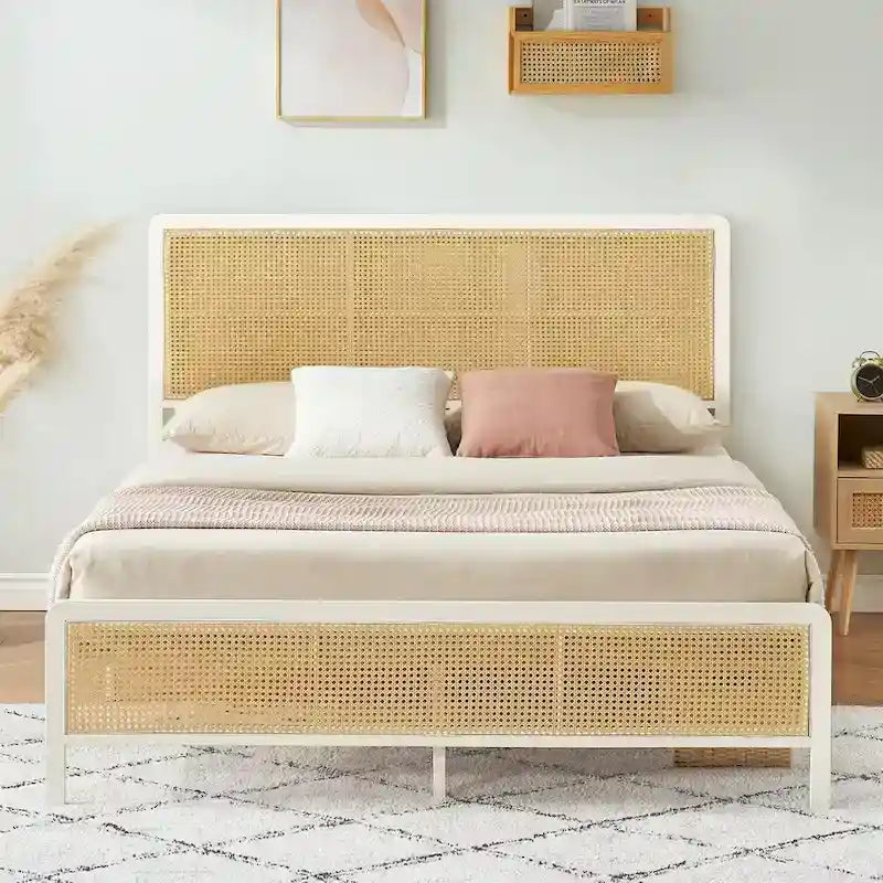 Modern Style Cane Boho Bed Frames