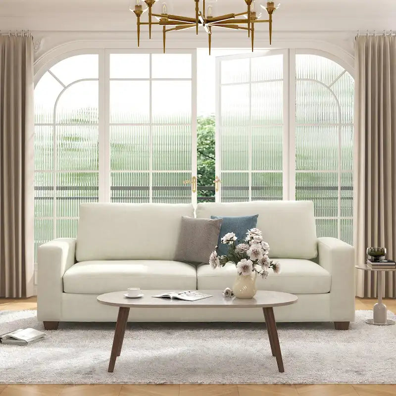 CO-Z 86.6 Upholstered Sofa Couch for Living Room 3-Seater Sofa
