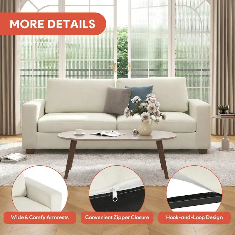 86.6 Upholstered Sofa Couch for Living Room 3-Seater Sofa