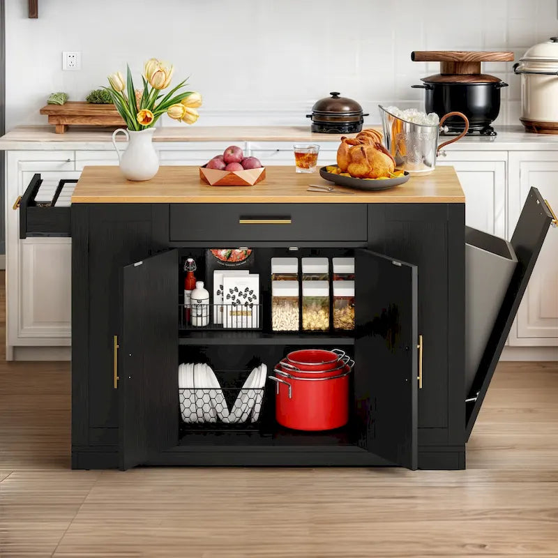 53-inch Rolling Kitchen Island Portable Mobile Kitchen Cart